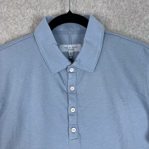 Rag & Bone Shirt Mens M Loopback Polo in Denim Blue - Picture 3 of 10